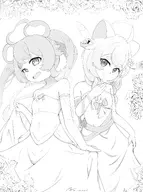 artist:tndaki character:taffy_nekuma flat_chest flower monochrome wedding wedding_dress // 3049x4096 // 1.3MB