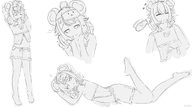 artist:shy_tatsuko_io eye_mask sketch sleeping sleepwear // 3992x2232 // 698KB