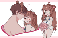 artist:puffycloudist back bouquet character:irina character:pawnii_chan cunny heart honeymoon kissing lingerie long_hair looking_at_viewer saliva_trail wedding // 1763x1157 // 770KB