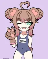 artist:sinwithsloth flat_chest gloves hair_buns swimsuit // 1355x1660 // 176KB