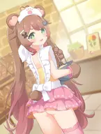 apron artist:hoshimiyamoka bakery baking butt commission flat_chest from_behind gloves merch twintails upskirt // 907x1200 // 132KB