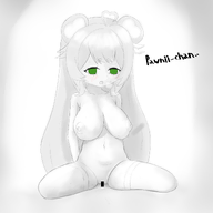 artist:funkydealer large_chest monochrome nude oppai_loli spot_color thigh_highs // 2000x2000 // 873KB