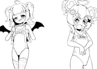 artist:tndaki cameltoe character:aruru_rosario flat_chest monochrome randoseru swimsuit // 4096x2892 // 616KB