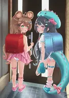 artist:lolipop_ags character:delulu_dino fan_commission from_behind looking_at_viewer panties randoseru // 2421x3425 // 880KB