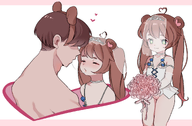 artist:puffycloudist back bouquet character:irina character:pawnii_chan cunny heart honeymoon kissing lingerie lingerie_gloves looking_at_viewer saliva_trail twintails wedding wedding_tiara wedding_veil // 1763x1157 // 796KB
